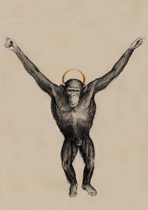 Cadáver mono crucificado